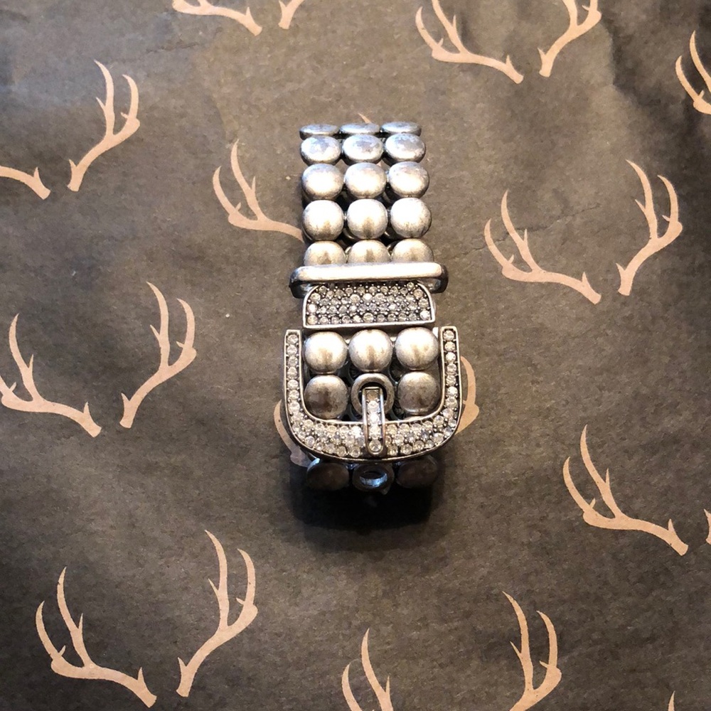 Silver buckle bling affect bracelet